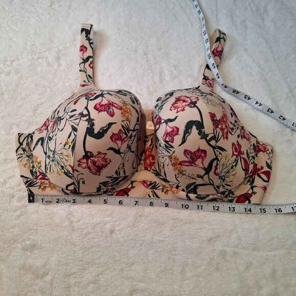 Cacique Lightly Lined Full Coverage Floral Demi Bra Sz 44D Underwire Whimsigoth - Picture 13 of 14